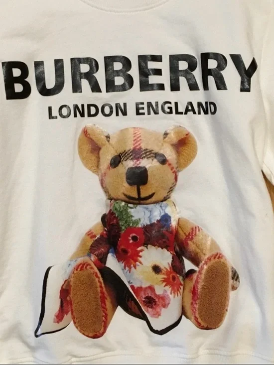 Burberry White Kids Floral Teddy Bear Sweatshirt - Picture 2 of 6